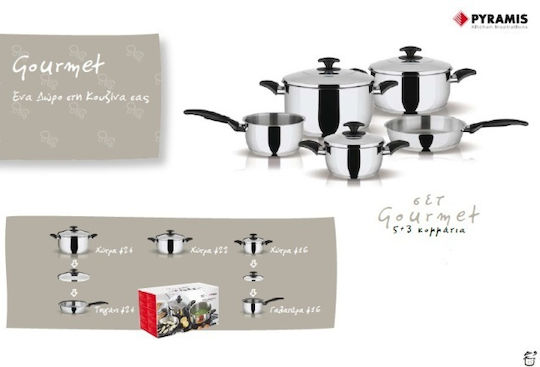 Pyramis Gourmet Kochgeschirr-Set aus Rostfreiem Stahl Silber 5 Teile