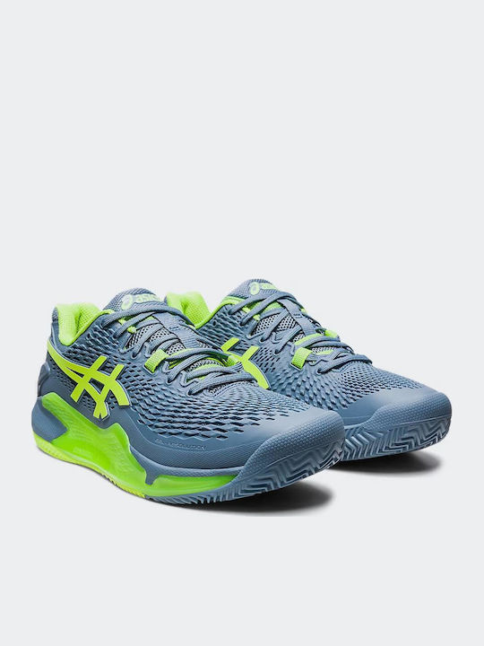 ASICS Gel-Resolution 9 Clay Ανδρικά Παπούτσια Τένις για Χωμάτινα Γήπεδα Steel Blue / Hazard Green