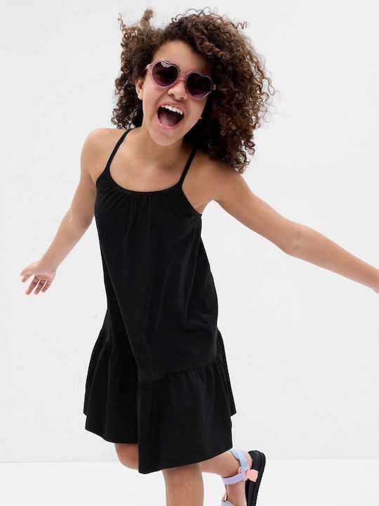 Tiered Rochie pentru Copii Fără mâneci Negru