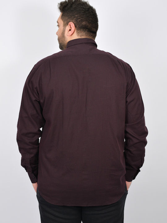 Double Men's Shirt Long Sleeve Cotton Burgundy