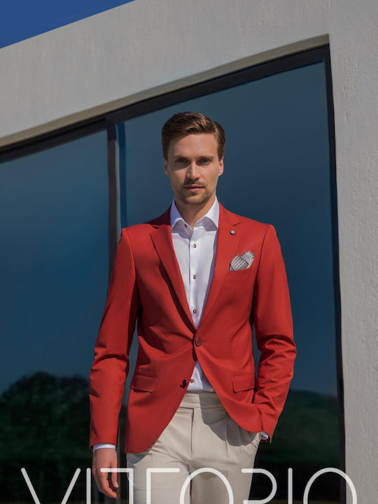 Summer Men’s Suit Jacket with Slim Fit Red
