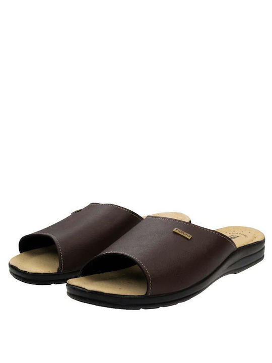 Tiglio Men's Leather Slippers Brown