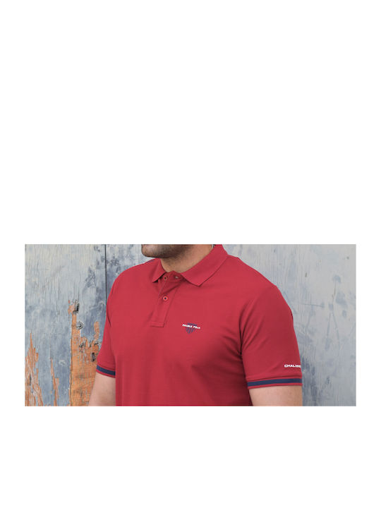 Double Men's Short Sleeve Blouse Polo Red