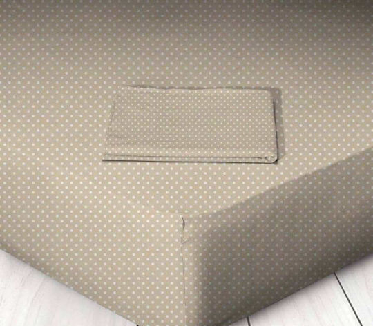 Marwa Dots Σεντόνι Ημίδιπλο με Λάστιχο 120x200+25εκ. Beige Dots 022