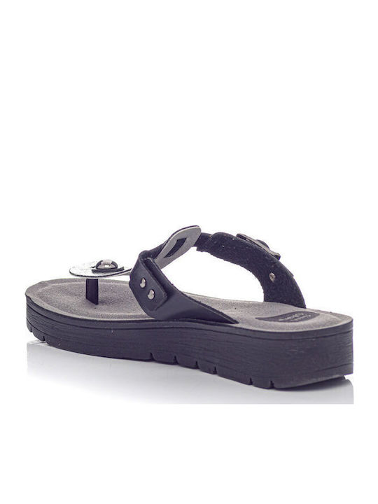 Women's Flat Sandals Anatomic Flatforms in Black Color