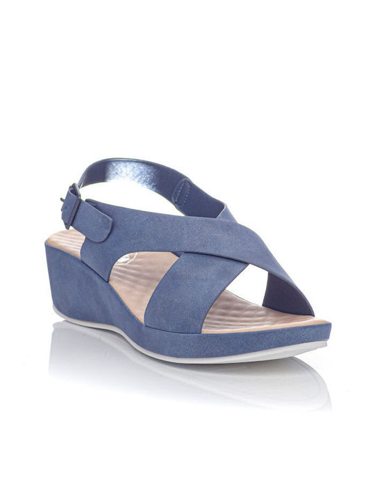 Sunshine Anatomic Women's Leather Platform Shoes Blue