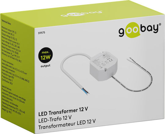 Goobay Затъмняващо LED Захранване Водоустойчиво IP65 Мощност 12W с Изходно Напрежение 12V 2 бр