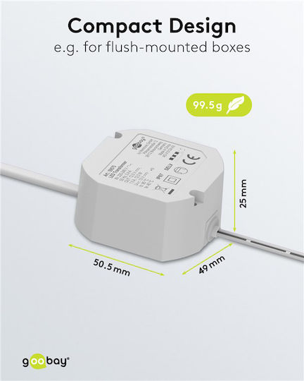 Goobay Затъмняващо LED Захранване Водоустойчиво IP65 Мощност 12W с Изходно Напрежение 12V 2 бр