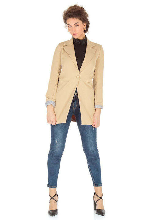 Silia D Long Women's Blazer Beige