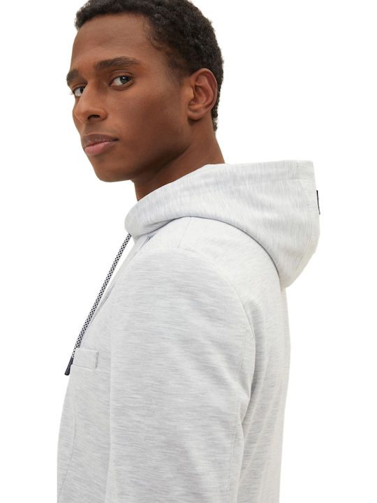 Men's Cardigan with Buttons and Hood Gray