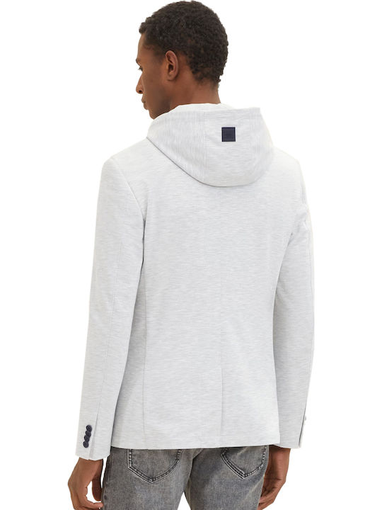 Men's Cardigan with Buttons and Hood Gray