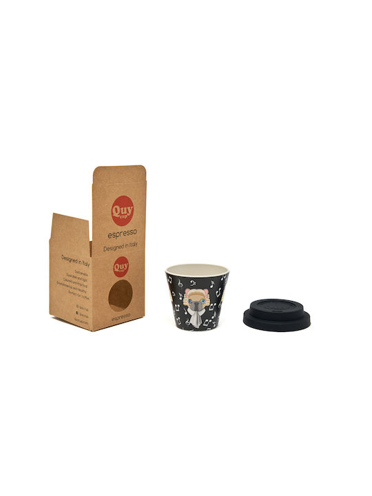 QuyCup Κούπα Πλαστική με Καπάκι Μαύρη 90ml