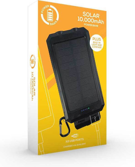 RED5 Ηλιακό Power Bank 10000mAh με Θύρα USB-A Μαύρο
