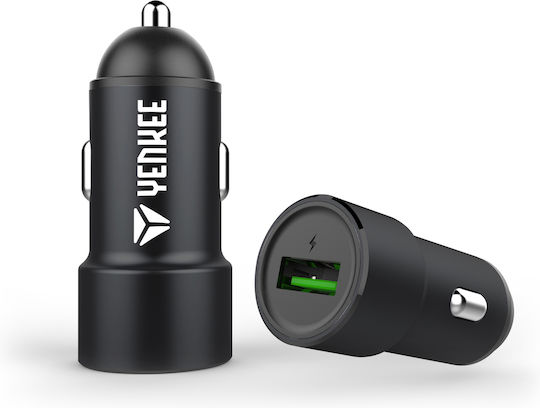 Yenkee 3.0 Încărcător Auto 18W 5A Încărcare Rapidă cu un Port: 1xUSB Negru Culoare