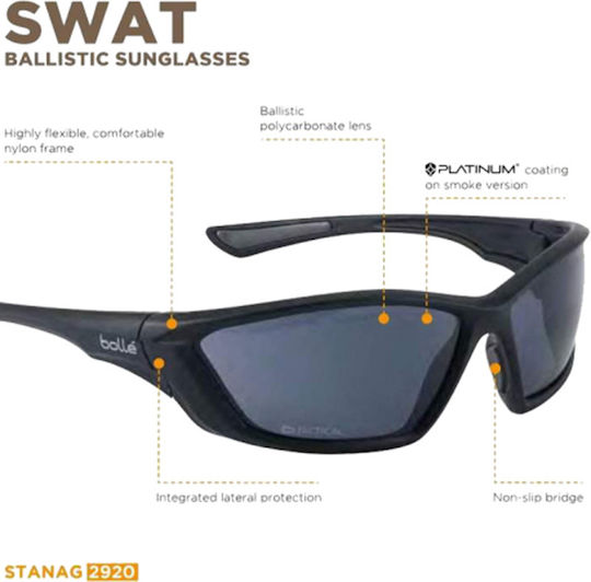 Bolle Swatpsf Safety Glasses for Protection with Black Lenses 1pcs
