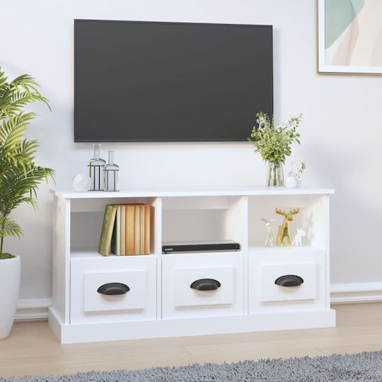 TV Stand Wooden White L100xW35xH50cm