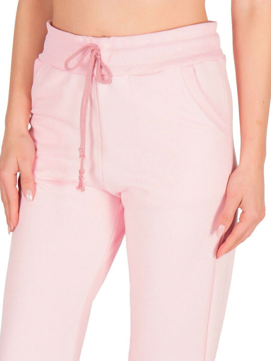 High Waist Sweatpants Flared Pink