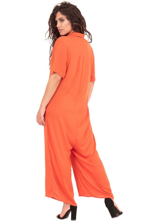 Women's Short-sleeved One-piece Suit Orange