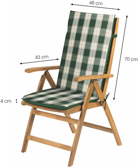 Fieldmann Waterproof Garden Chair Cushion with Backrest Green 70x48cm