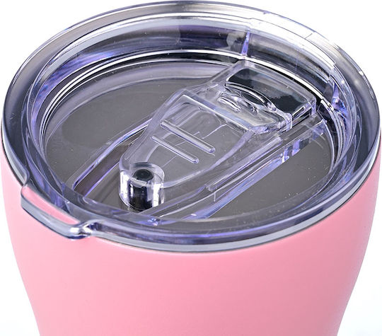 Estia Coffee Mug Save The Aegean Recyclable Glass Thermos Stainless Steel BPA Free 350ml Blossom Rose with Straw