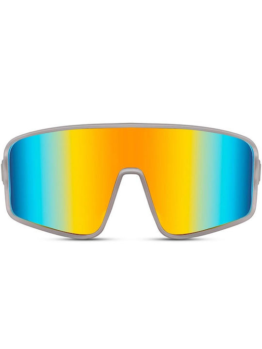 Solo-Solis Sonnenbrillen mit Weiß Rahmen und Mehrfarbig Spiegel Linse NDL6323