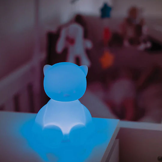 Nattou Kinder Dekorative Lampe Lapidou Kätzchen mit Farbwechsel Weiß 13.5x10.5x14εκ.