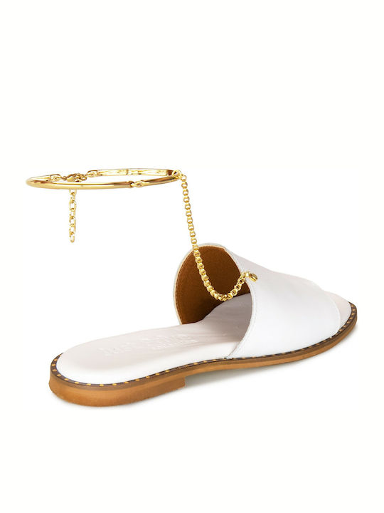 Кожени Дамски Сандали Flatforms Бели