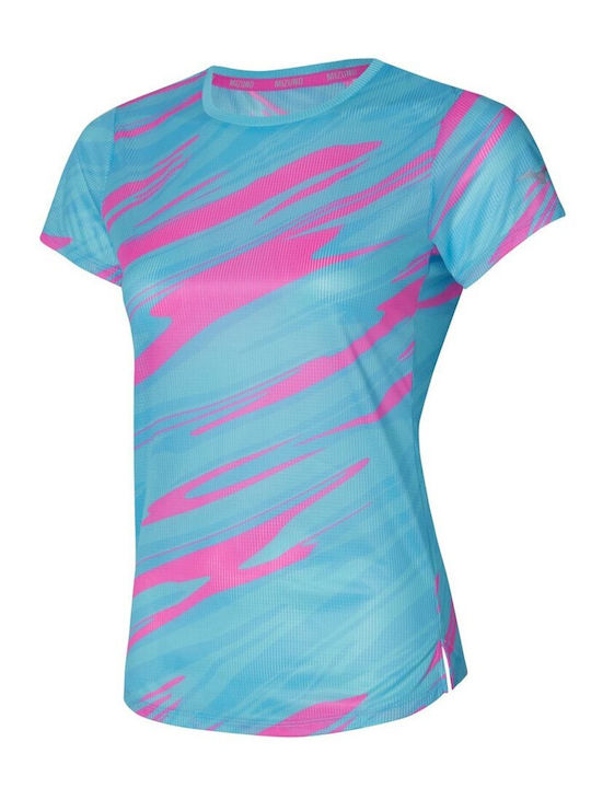 Mizuno Damen Sportlich Bluse Kurzärmelig Türkis