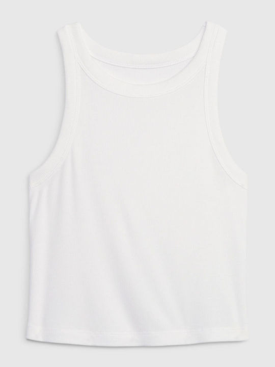 GAP Women's Crop Top Sleeveless with Tie at Neck White