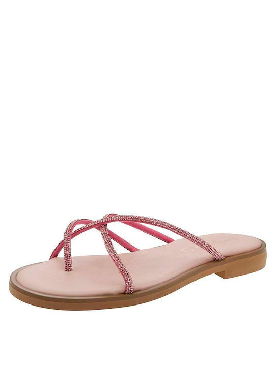 Barocco Leder Damen Flache Sandalen in Rosa Farbe