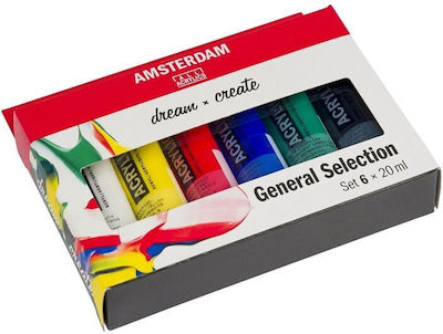 Royal Talens Amsterdam All Acrylics Standard General Selection Acrylic Colours Set 20ml 6pcs