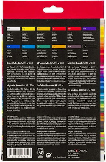 Royal Talens Amsterdam All Acrylics Standard Σετ Ακρυλικά Χρώματα Ζωγραφικής 20ml 12τμχ
