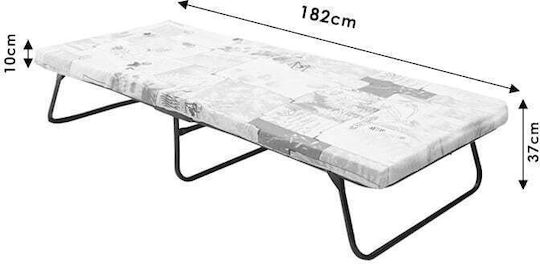 Xander Πτυσσόμενο Ράντζο με Στρώμα 10cm Μονό Μαύρο 182x80x37εκ.