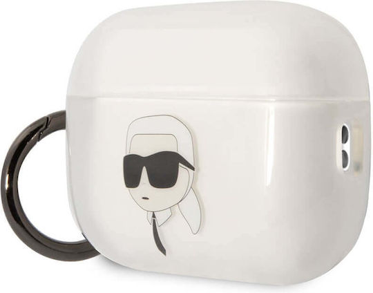 Karl Lagerfeld 3D Logo NFT Karl Head Калъф с кука в Прозрачен цвят за Apple AirPods Pro 2