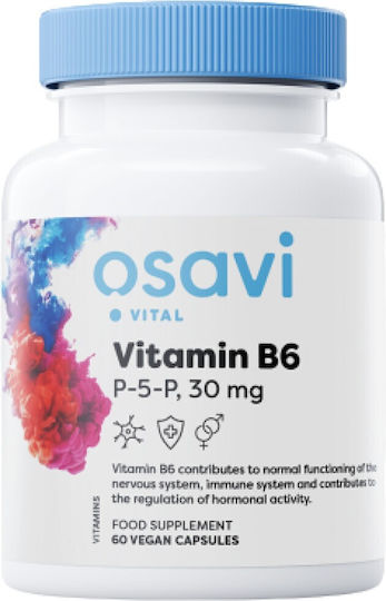 Osavi Vitamin B6 Βιταμίνη για την Υγεία του Νευρικού Συστήματος 30mg 60 φυτικές κάψουλες