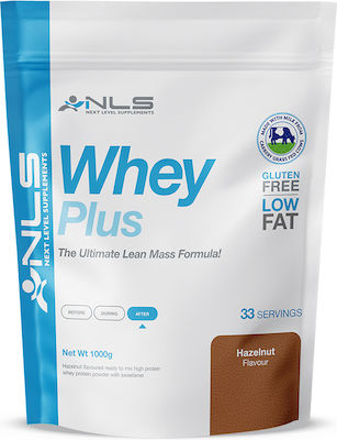 NLS Whey Plus Molkenprotein Glutenfrei mit Geschmack Haselnuss 1kg