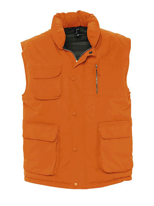 Sol's Men's Sleeveless Jacket Waterproof Orange