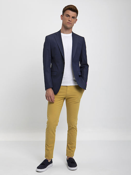 Unconstructed Σακάκι Slim Fit σε Μπλε Καρό Donini Μπλέ Καρό