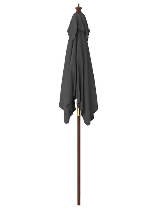 Round Wooden Parasol Anthracite F1.98xY2.31m