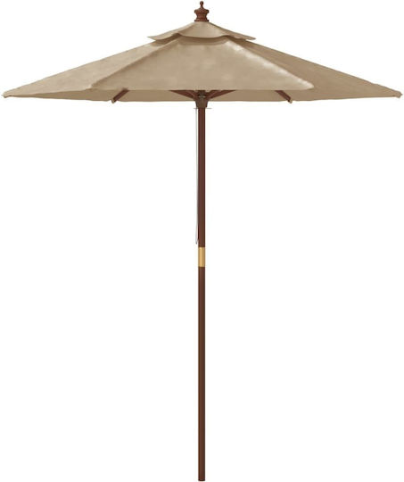Кръгла Дървена Градинска Чадър Taupe Ф1.96xВ2.31м
