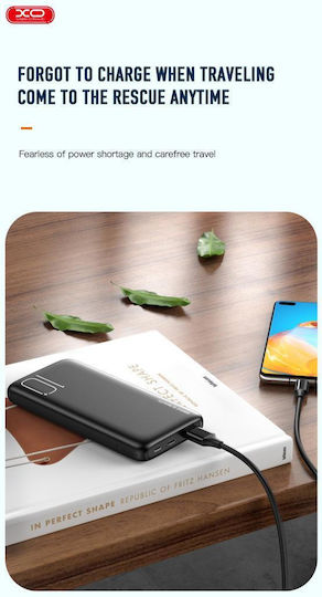 XO PR182 Power Bank 10000mAh with USB-A Port and USB-C Port Black