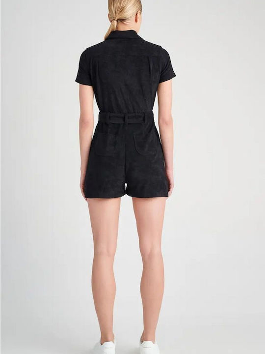 SugarFree Damen Kurzärmelig Einteiler Shorts Schwarz