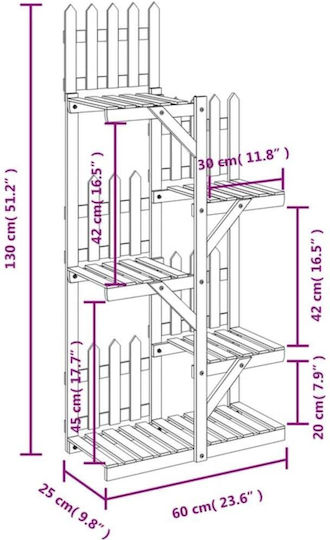 vidaXL Ραφιέρα Γλάστρας Ξύλινη Καφέ 60x25x130εκ.