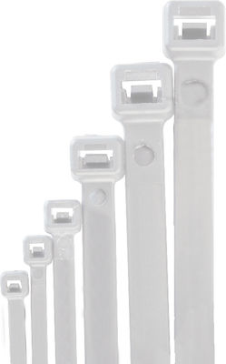 Pack of 100pcs White Plastic Cable Ties 370x3.6mm BCR5016