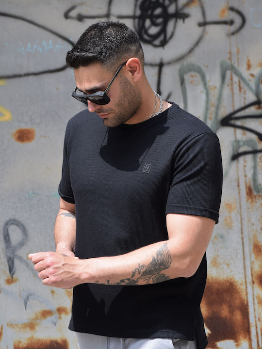 Men's T-shirt, semi-fitted, black color (code TS13)