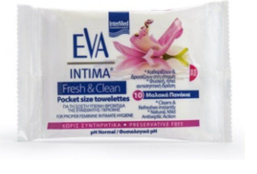 InterMed Eva Intima Fresh & Clean Pocket Size Towelettes Μαντηλάκια Καθαρισμού 10τμχ