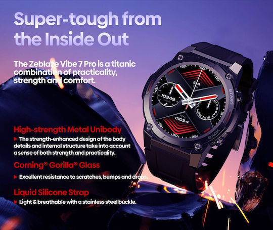 Zeblaze Vibe 7 Pro Aluminium 49mm Smartwatch με Παλμογράφο (Μαύρο)