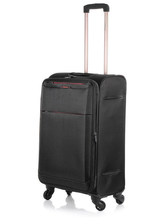 Diplomat Medium The Athens Collection Medium Fabric Black Suitcase With 4 Wheels Height 68cm