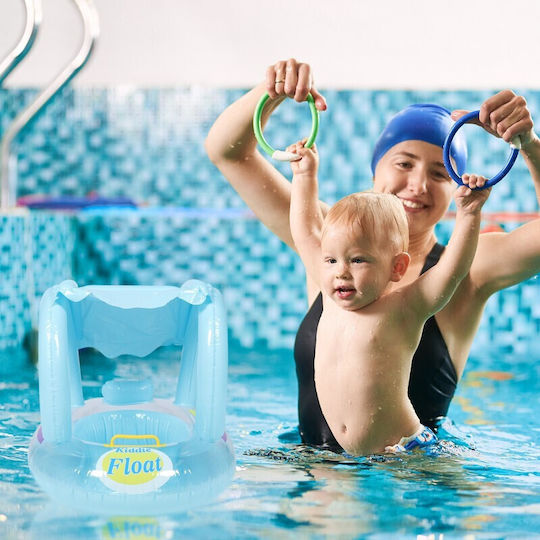Summer Joy Kids Swimming Aid Swimtrainer 70cm with Sunshade for 3 years and Over Light Blue