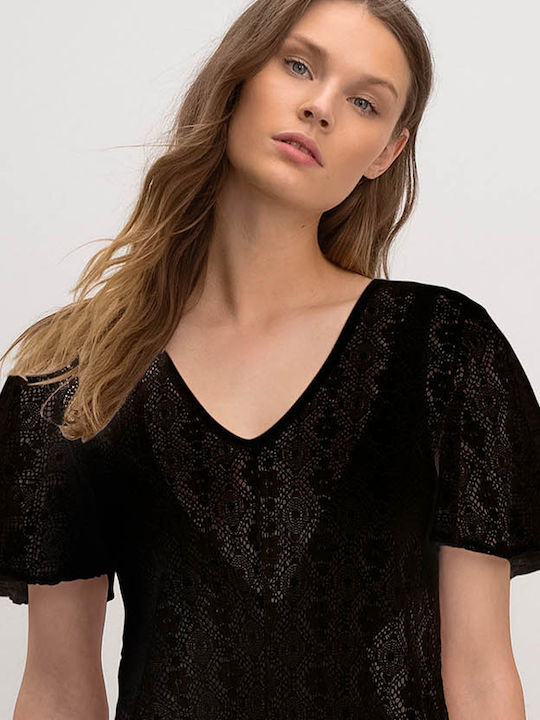 Vamp Feminin Scurt Rochie de Plajă Negru